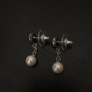 NWOT Silver Tone Faux Pearl Earrings